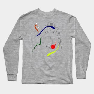 Woman portrait in Joan Miro style Long Sleeve T-Shirt